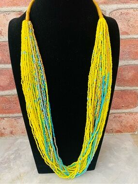 Yellow Multi-Strand Seed Bead Necklace